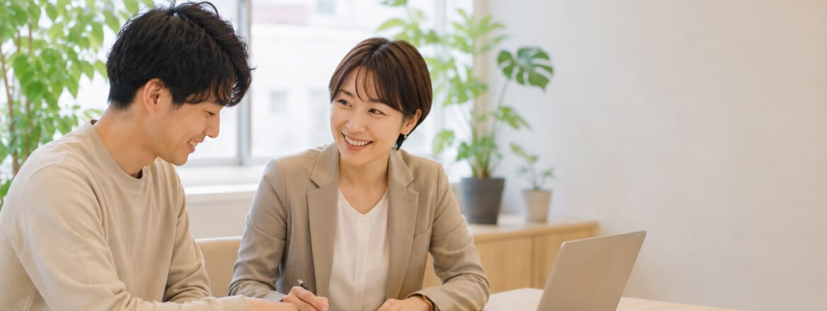 会社設立の相談をするご夫婦と税理士